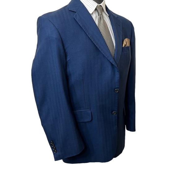 JOS. A, BANKS MENS NAVY BLUE WOOL AND SILK BLAZER, SIZE 41R VERY HANDSOME BLSZER - Picture 8 of 13